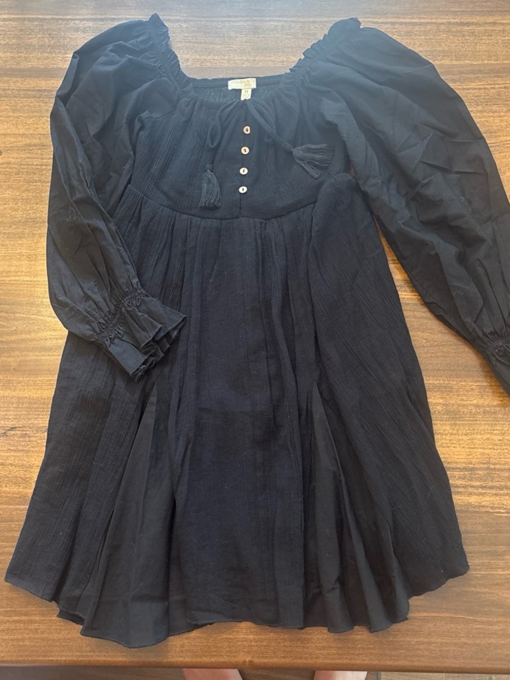 Chelsea & Violet Black Puff-Sleeve Peasant Dress